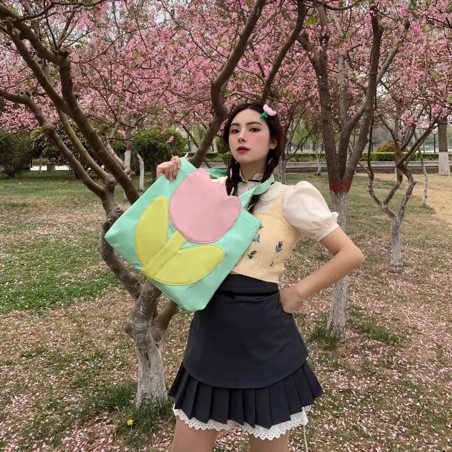 Retro Flower Women's Shoulder Bags Patchwork Female Tote Purse Handbags
