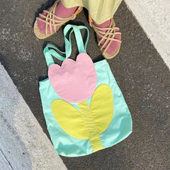 Retro Flower Women's Shoulder Bags Patchwork Female Tote Purse Handbags