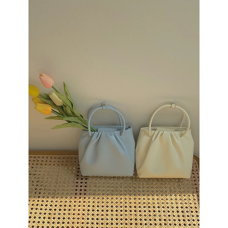 Vintage Bucket Shoulder Bag for Women Portable Messenger Purse