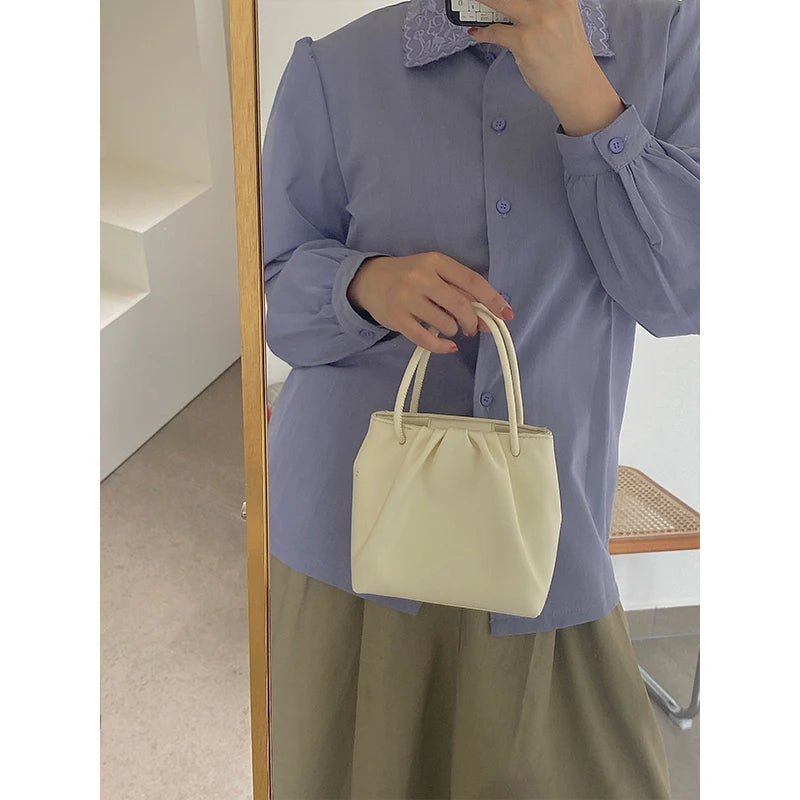 Vintage Bucket Shoulder Bag for Women Portable Messenger Purse