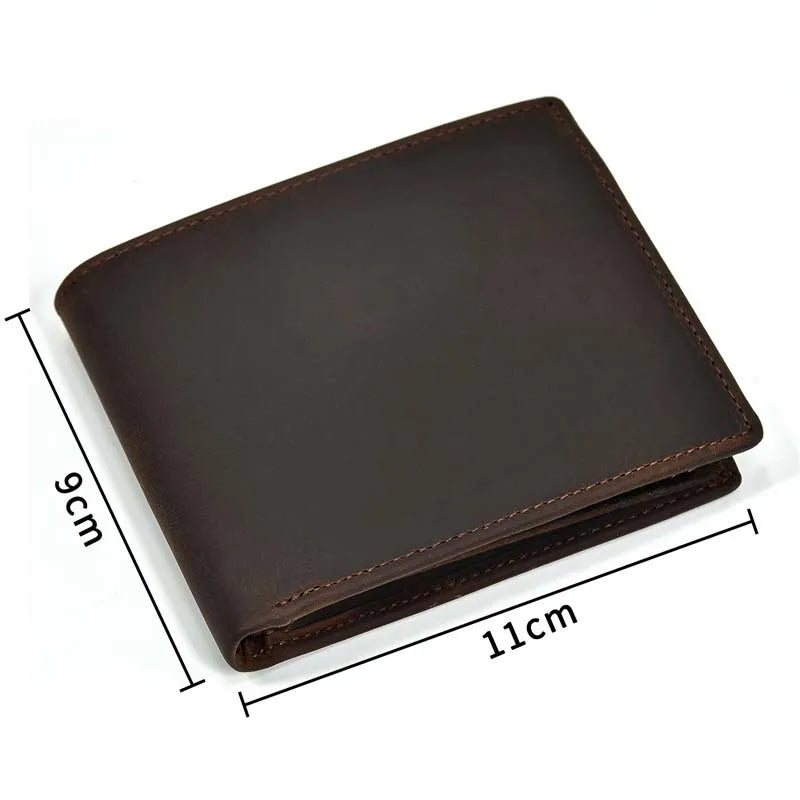 Retro Leather Wallet Crazy Horse Leather Short Wallet Multi-Card Slots