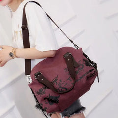 Retro Graffiti Ladies Canvas Bag One-Shoulder Messenger Large-Capacity Shoulder