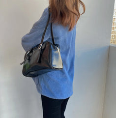 Retro Green Large Shoulder Bag Women PU Leather Tote Purse Handbags