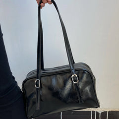 Retro Green Large Shoulder Bag Women PU Leather Tote Purse Handbags
