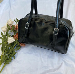 Retro Green Large Shoulder Bag Women PU Leather Tote Purse Handbags