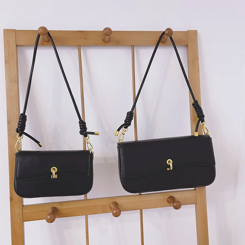 High-Texture Lock Button Women's Square Bag