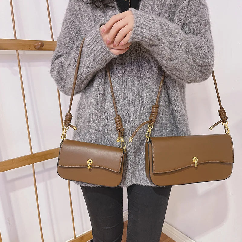 High-Texture Lock Button Women's Square Bag