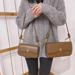 High-Texture Lock Button Women's Square Bag