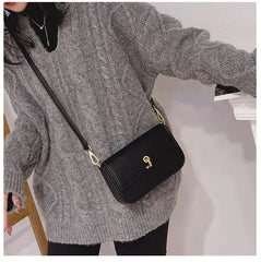 High-Texture Lock Button Women's Square Bag