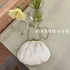 Retro Jacquard Vintage Floral Tote Bag With Lace