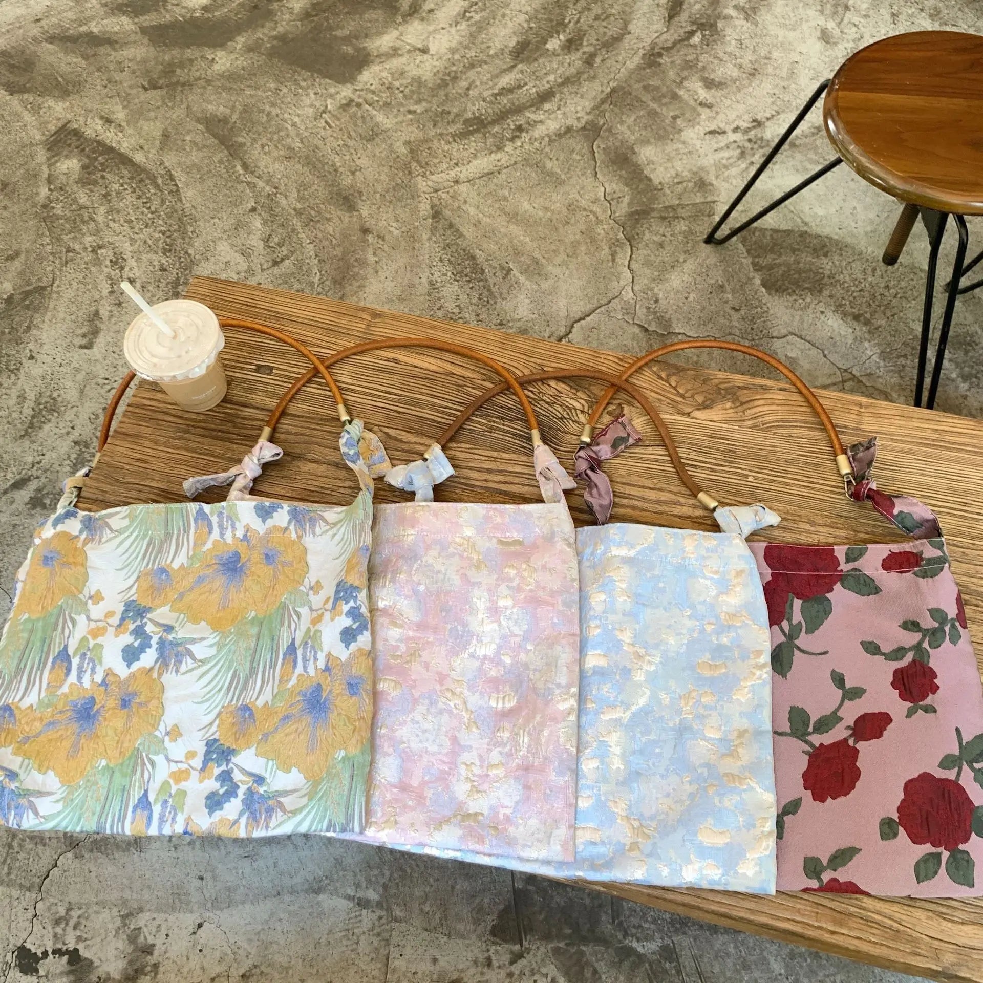 Retro Jacquard Women's Underarm Bag Casual Satin Ladies Flower Shoulder Bags