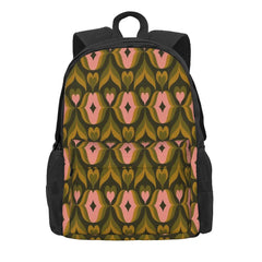 Retro Kisses Olive Pink Backpacks Men's Backpacks Bags For Women
