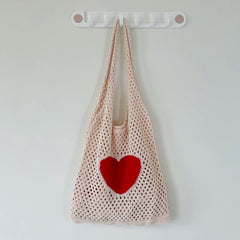 Retro Knitted Mesh Shoulder Handbag Lady Travel Tote Bag