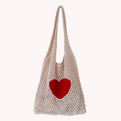 Retro Knitted Mesh Shoulder Handbag Lady Travel Tote Bag