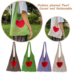 Retro Knitted Mesh Shoulder Handbag Lady Travel Tote Bag