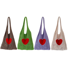 Retro Knitted Mesh Shoulder Handbag Lady Travel Tote Bag
