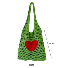 Retro Knitted Mesh Shoulder Handbag Lady Travel Tote Bag