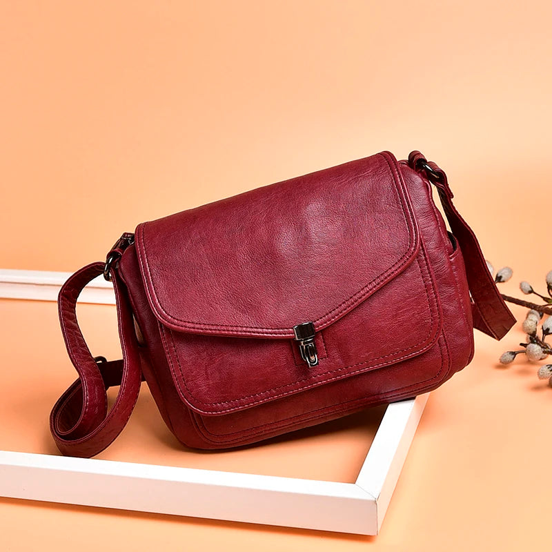 Retro Shoulder Bag Lock Clamshell Style Messenger Casual Female Bag