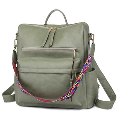 Retro Large Capacity Backpack PU Leather Rucksack Women Knapsack Travel