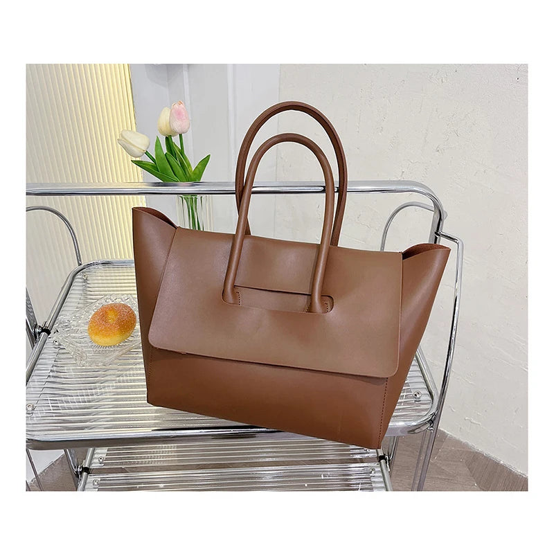 Retro Large Capacity Shoulder Bag PU Leather High Multi-function Female Handbag