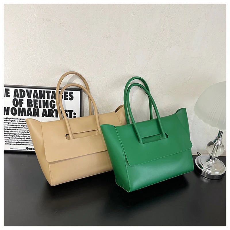Retro Large Capacity Shoulder Bag PU Leather High Multi-function Female Handbag