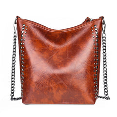 Retro Women Tote Bag Chain Rivet Bead Shoulder Bags Lady Commutin