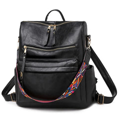 Retro Leather Backpack Large Capacity Travel Rucksack