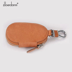 Leather Car Key Wallet Zipper Key Chain Organizer