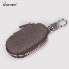 Leather Car Key Wallet Zipper Key Chain Organizer