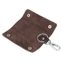 Leather Double Snap Key Holder Key Ring Bag Men Women Universal Key Fob Cover