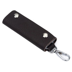 Leather Double Snap Key Holder Key Ring Bag Men Women Universal Key Fob Cover