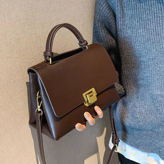 Ladies Retro Leather Top Handle Bag Large Capacity Tote