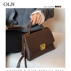 Ladies Retro Leather Top Handle Bag Large Capacity Tote