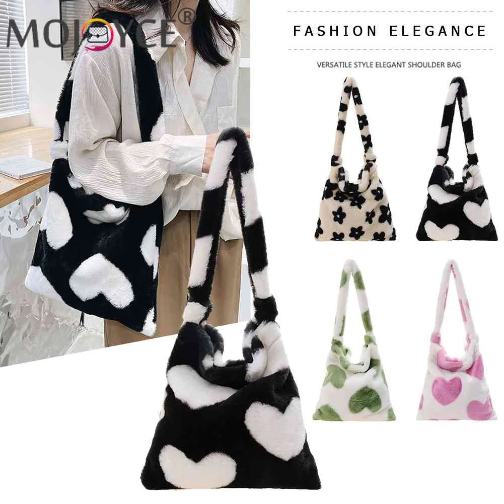 Leopard Print Plush Shoulder Bag Large Capacity Tote