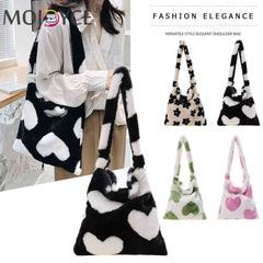 Leopard Print Plush Shoulder Bag Large Capacity Tote