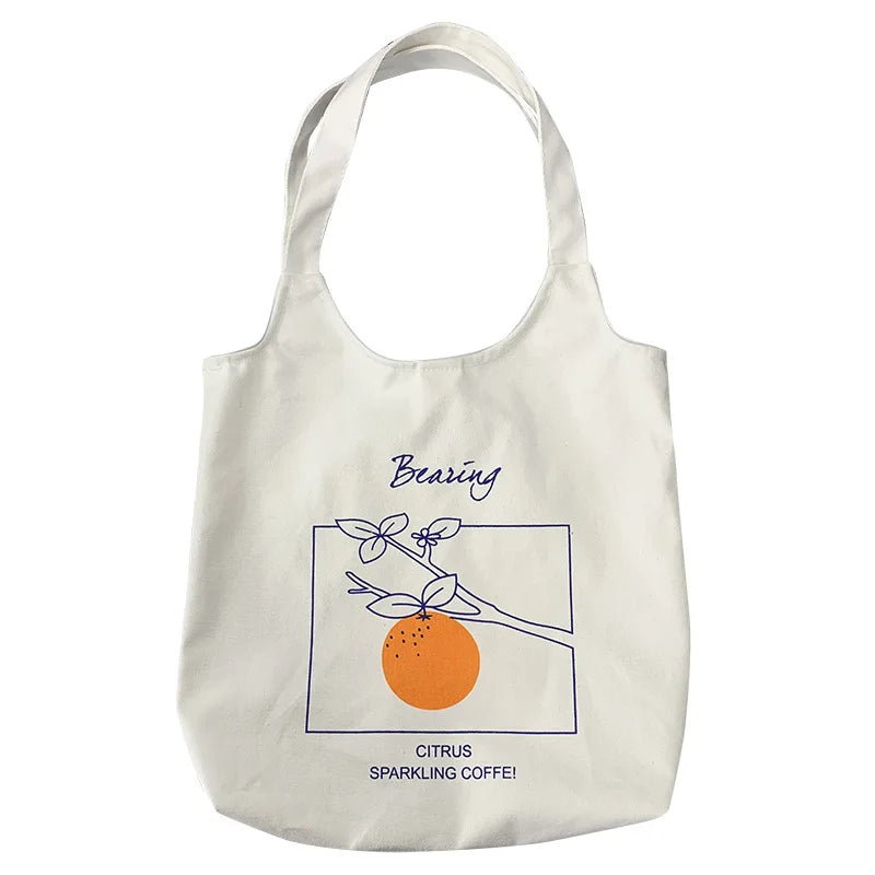 Retro Literary Shoulder Bag Women Ulzzang Harajuku Cotton Shopping Tote Bag