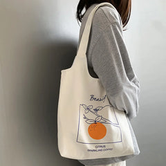 Retro Literary Shoulder Bag Women Ulzzang Harajuku Cotton Shopping Tote Bag
