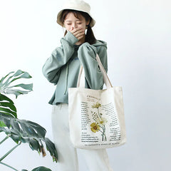 Retro Literary Canvas Shoulder Bag Letter Shopper