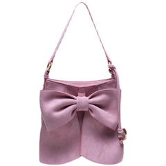 Matte Leather Underarm Bag Pink Bowknot Shoulder Bag