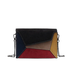 Retro Matte Patchwork Crossbody Bag for Women Small Chains Strap Shoulder Bag