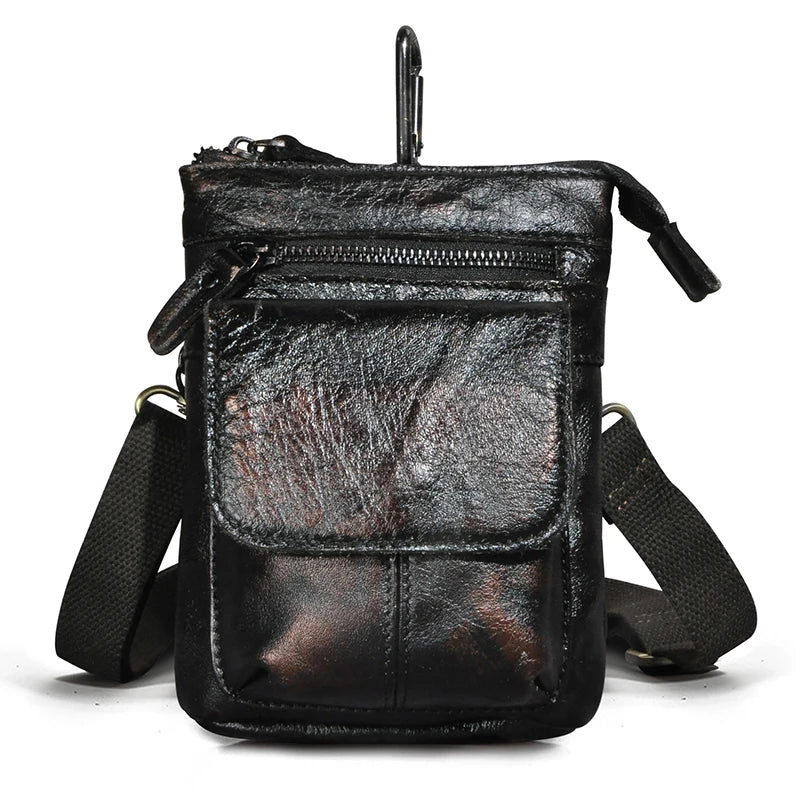 Retro Men Leather Shoulder Satchel Bag Phone Pouch Hook Belt Fanny Waist Bag