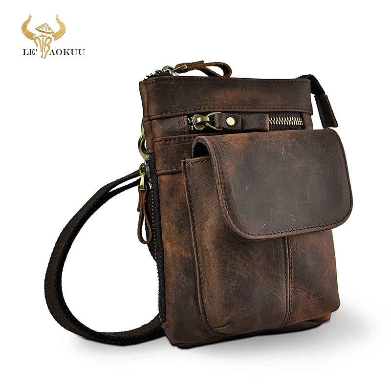 Retro Men Leather Shoulder Satchel Bag Phone Pouch Hook Belt Fanny Waist Bag