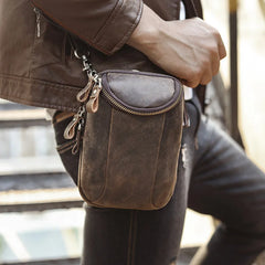 Retro Men Leather Coffee Shoulder Mochila Bag Cigarette Travel Pouch