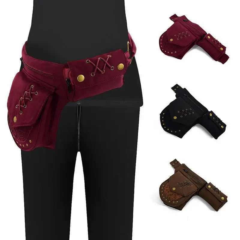 Retro Multifunctional Waist Bag Purse Men Women Phone Storage Chest Fanny Pack