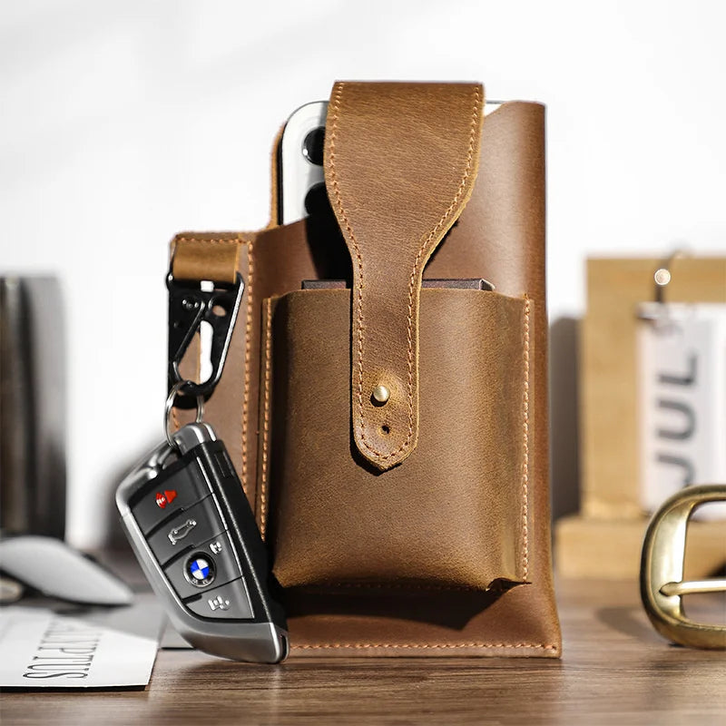 Men's Leather Waist Pack Belt Bag Phone Bag