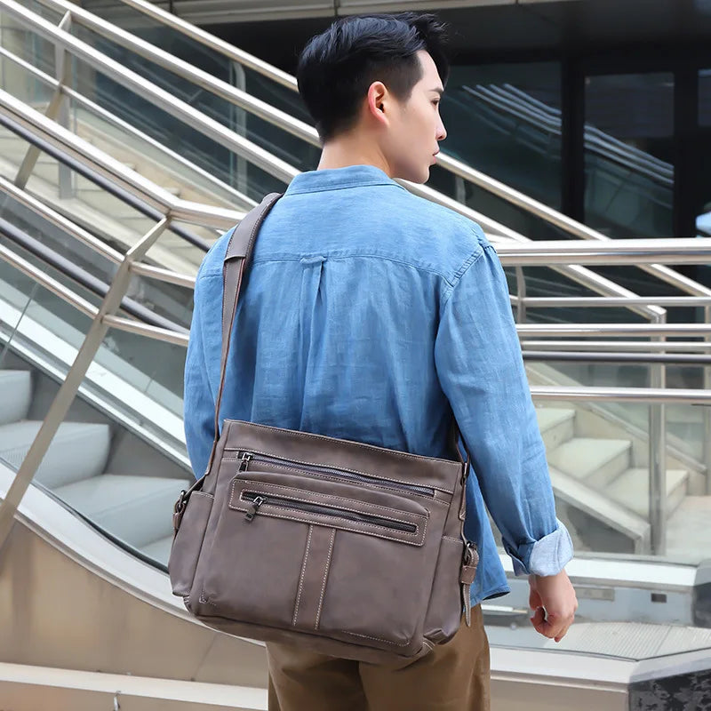 Retro Men's Briefcase PU Leather Laptop Bag