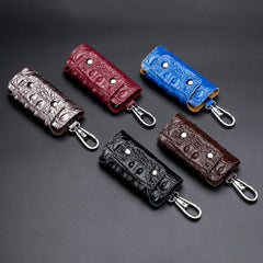 Crocodile Pattern Cowhide Leather Car Key Case