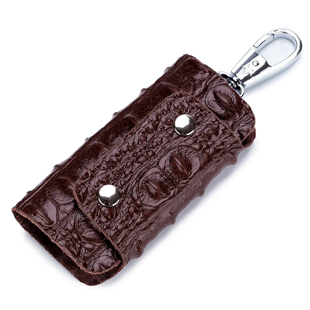 Crocodile Pattern Cowhide Leather Car Key Case