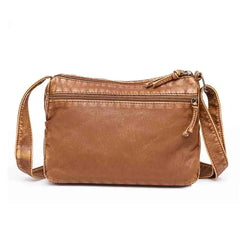 Retro Messenger Bag Women Soft PU Leather Shoulder Purse Zip Pocket Coin Handbag