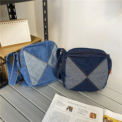 Retro Mini Crossbody Bag for Women Denim Travel Handbag Purse